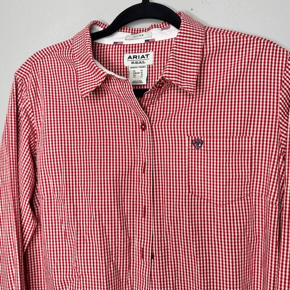 Ariat Real Womens Size XL Red White Check Long Sleeve Button Up Casual Shirt - Picture 1 of 10